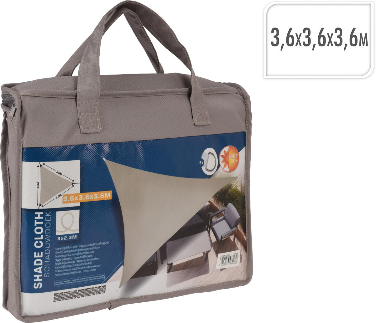 SCHADUWDOEK UV50 3,6x3,6 METER TAUPE - 8720573984270 - 534852
