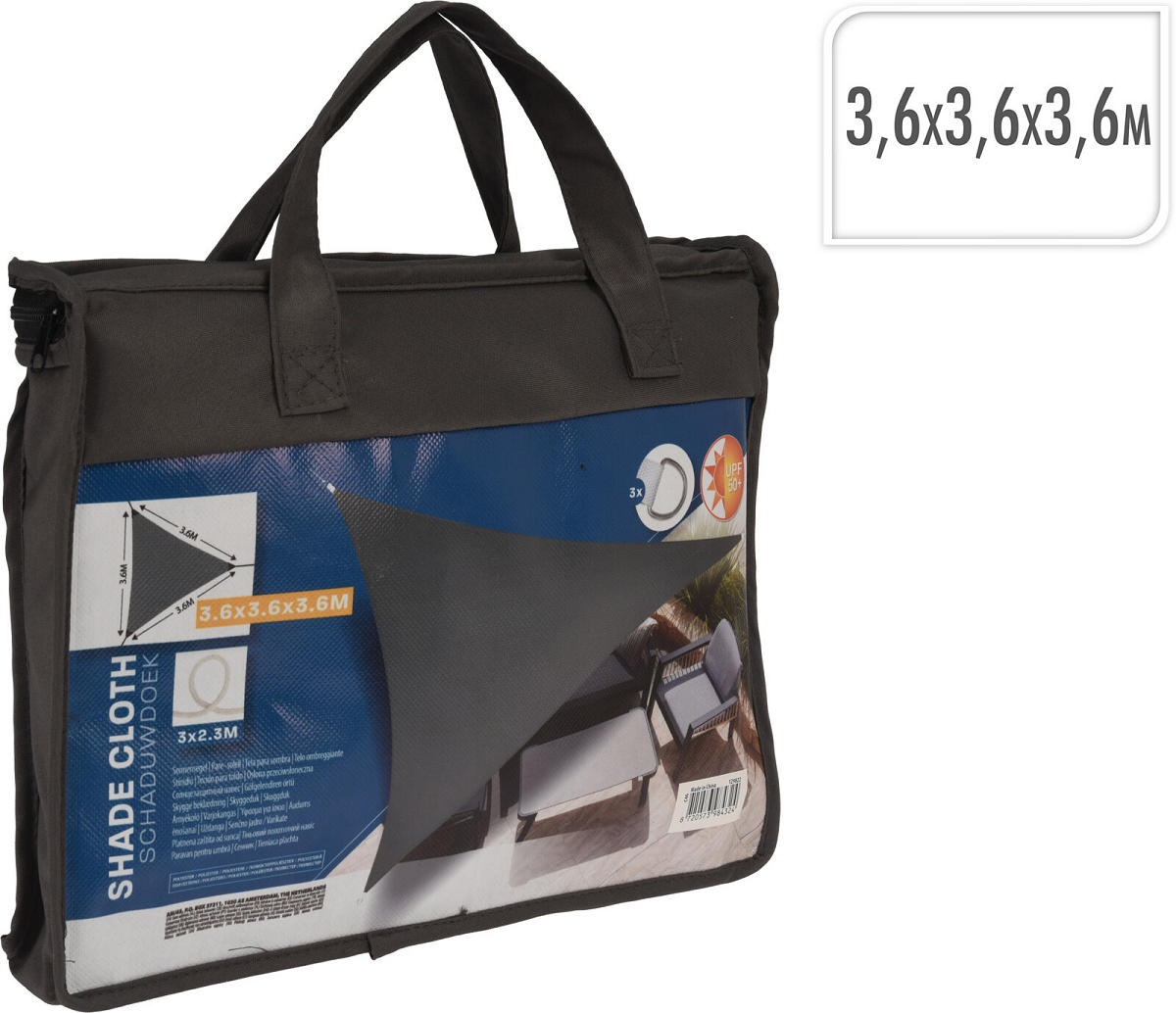 SCHADUWDOEK UV50 3,6x3,6 METER ANTRACIET - 8720573984324 - 534853