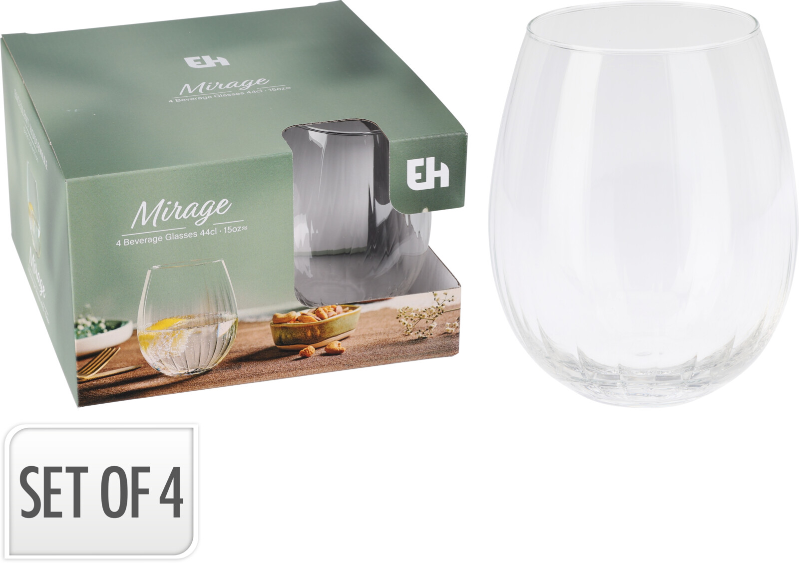 MIRAGE WATERGLAS 4 STUKS IN DOOS - 8721037279949 - 536069