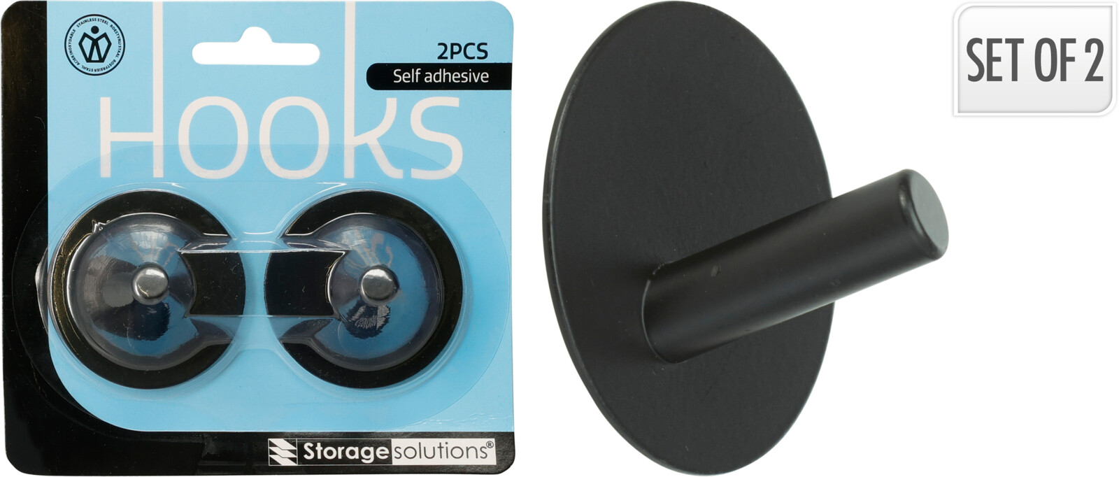 OPHANGHAAKJES RVS 2 STUKS MATT ZWART - 8721037557566 - 0010538429