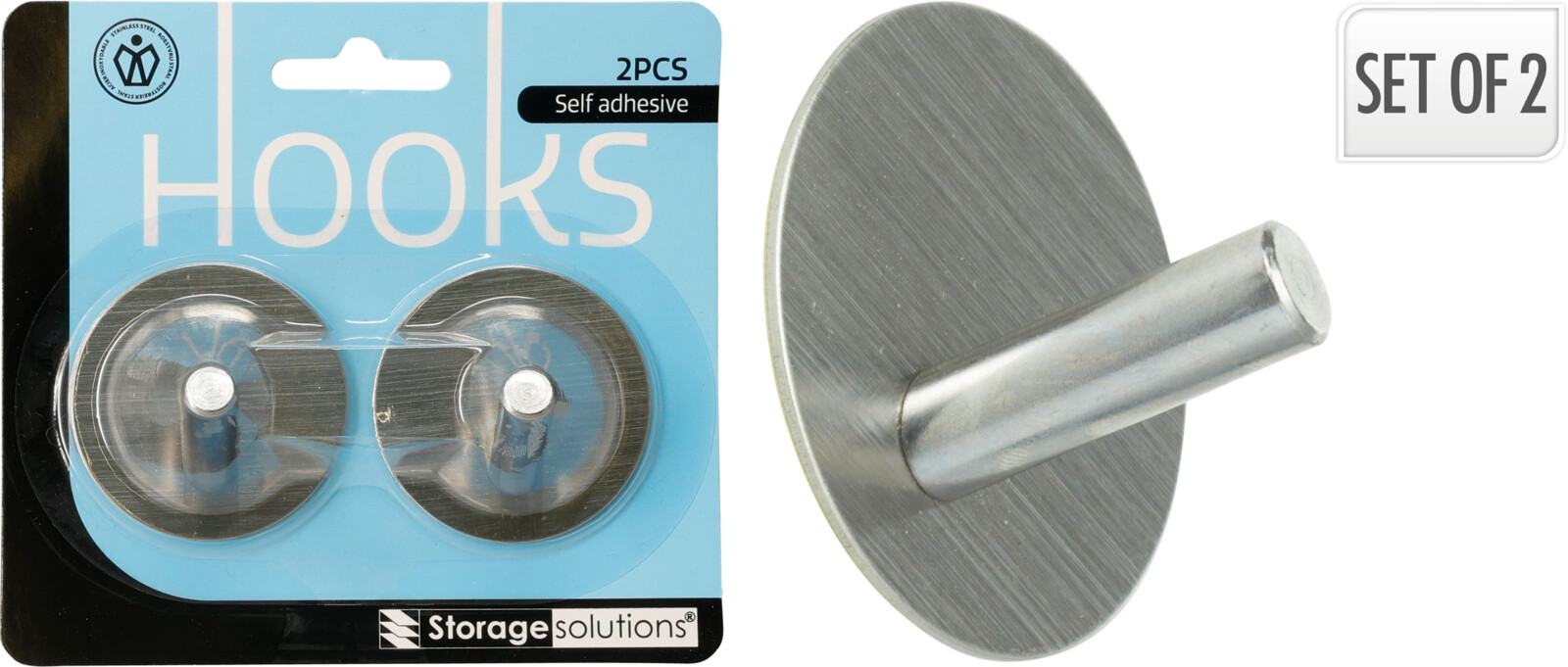 OPHANGHAAKJES RVS 2 STUKS ZILVER - 8721037557597 - 0010538430