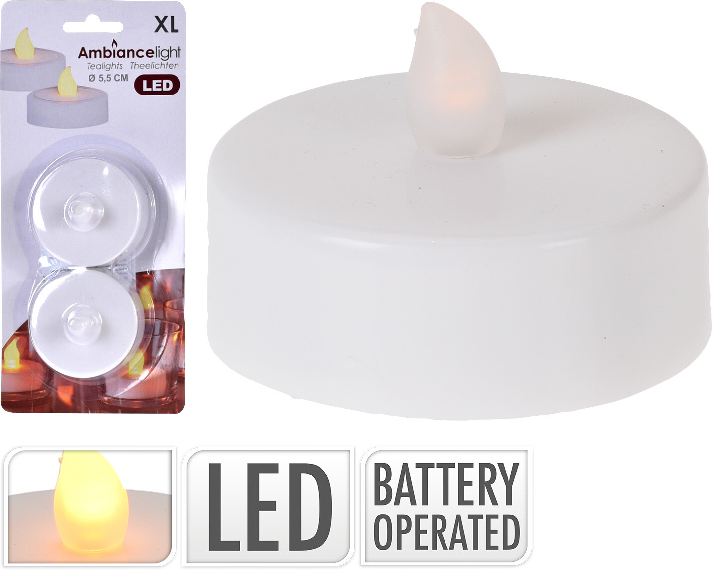MAXI LED THEELICHT 2 ST OP KAART - 8721037726931 - 524547