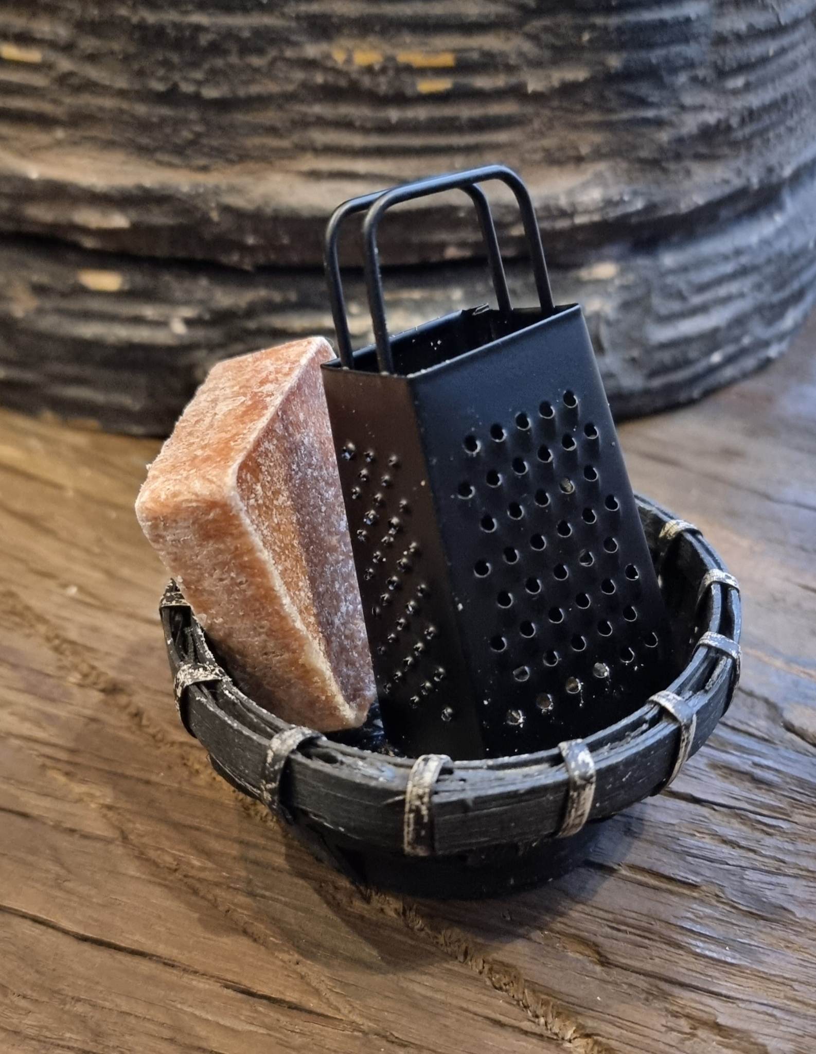 AMBERBLOKJES RASP - Bamboebakje met amberblokje en minirasp - 532577