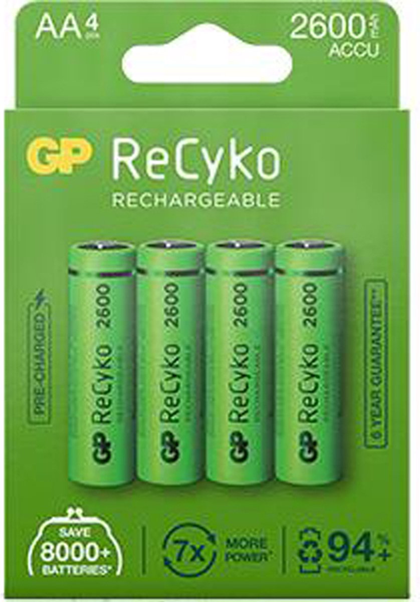 GP AA OPLAADBARE BATTERIJ 2600 MA 4 ST - Braum - 523520
