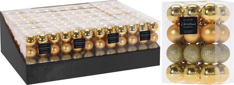KERST BALLEN ONBREEKBAAR GOUD 30ST 3CM - Kerstbal - 533389