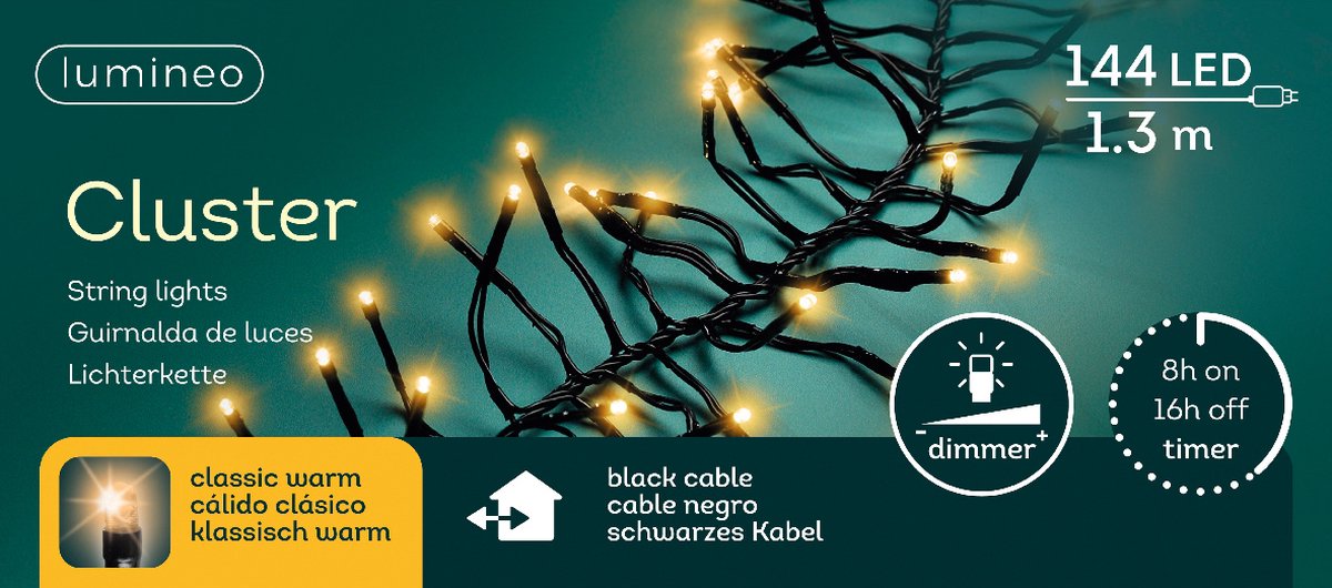 KVL CLUSTER 144LED 1.3M BINNEN+BUITEN - Kerstverll - 533385