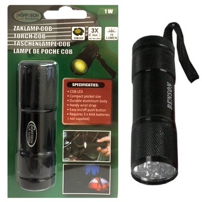 ZAKLAMP ALU 9 LED + BATT 4 KLEUREN ASS - Led zaklamp klein cob leds 8067 - 491674