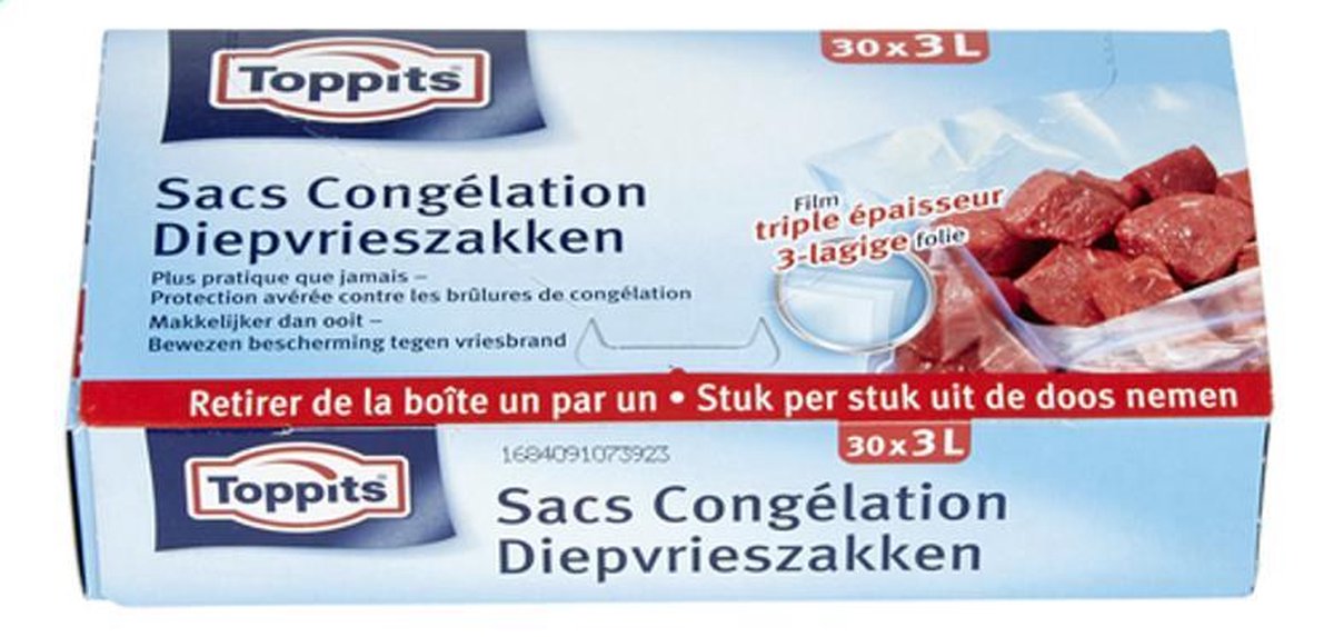 TOPPITS DIEPVRIESZAK 3LITER  30 STUKS - Toppitss - 017459